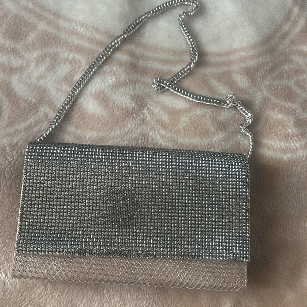 Swarovski crystal and python vintage shoulder clutch